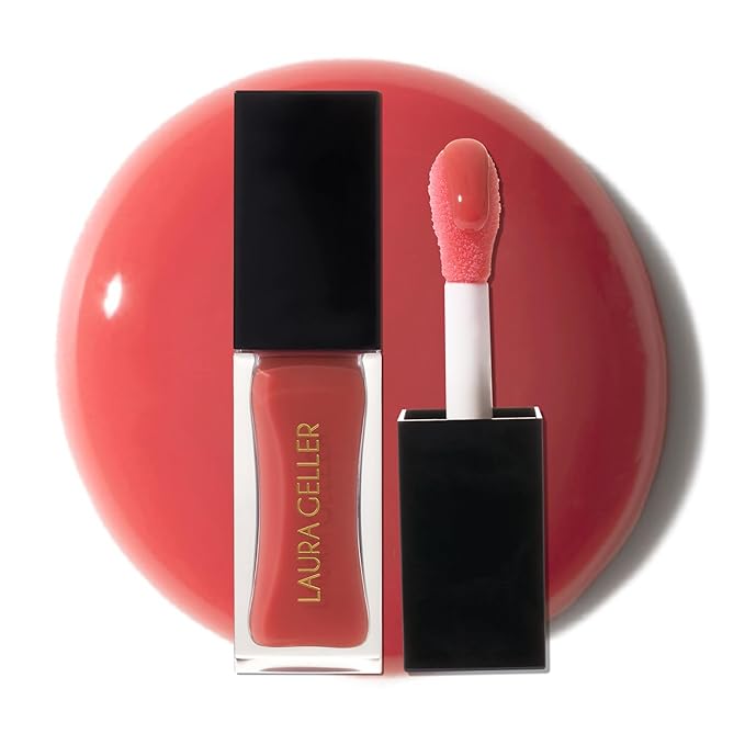LAURA GELLER NEW YORK Fine Shine Glossy Lip Oil, Rose Garden - Hydrating Squalane - Pink Lip Gloss