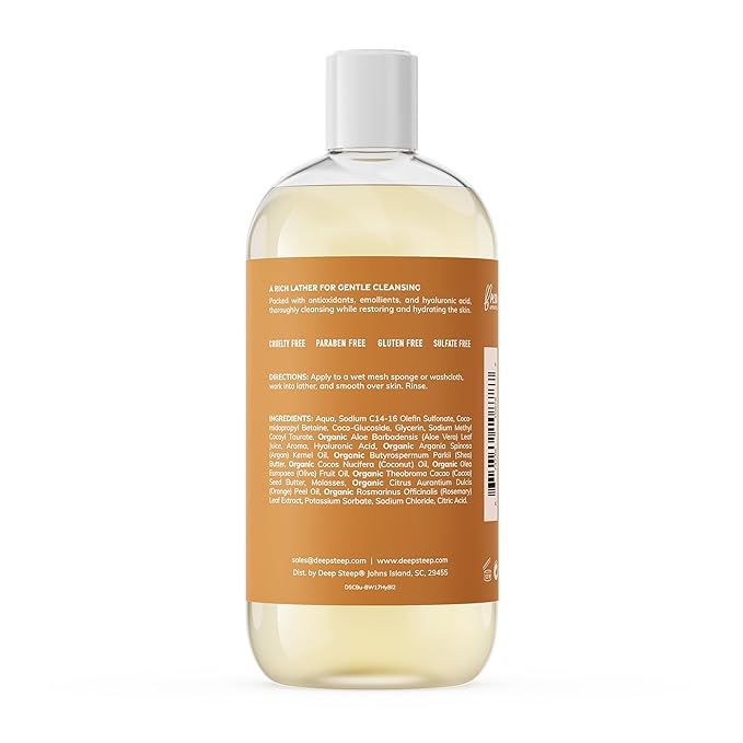 Deep Steep Honey Blossom Body Wash, Hydrating Shower Gel with Hyaluronic Acid & Shea Butter for Sensitive Skin, Bodywash for Women & Men, 17 Fl Oz, 1-Pack