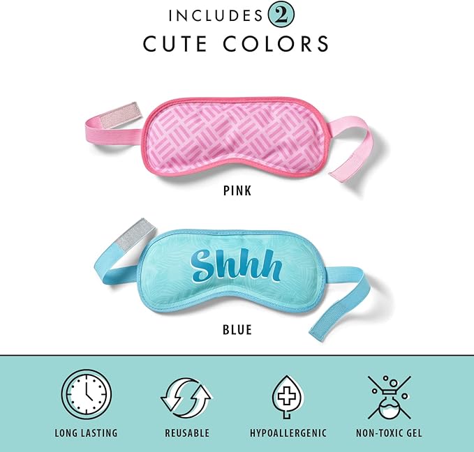 Fit+Fresh Cooling Gel Eye Mask Ice Pack for Migraines and Sleeping: Cold Pack Head Wrap for Headaches and Ice Face Mask
