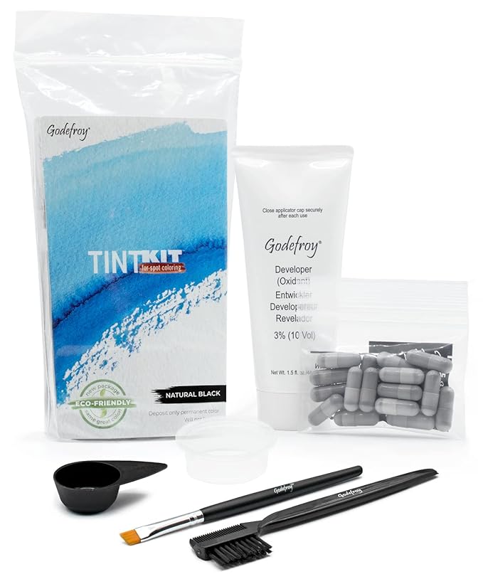 Godefroy Hair Color Tint Kit for 100% Gray Coverage, Natural Black, 20 Applications, Long-Lasting Root Touch-Up for Men & Women, Pre-Measured Capsules, No Waste, DIY Salon-Quality Results at Home