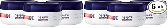 Aquaphor Healing Ointment - Skin Protectant for Dry Cracked Skin - Hands,Heels,Elbows - 2.8 oz Jar,(Pack of 6)