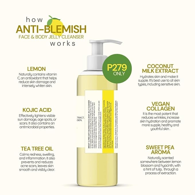 Catt & co. Bright and Free ANTI- BLEMISH FACE & BODY JELLY CLEANSER 250ML