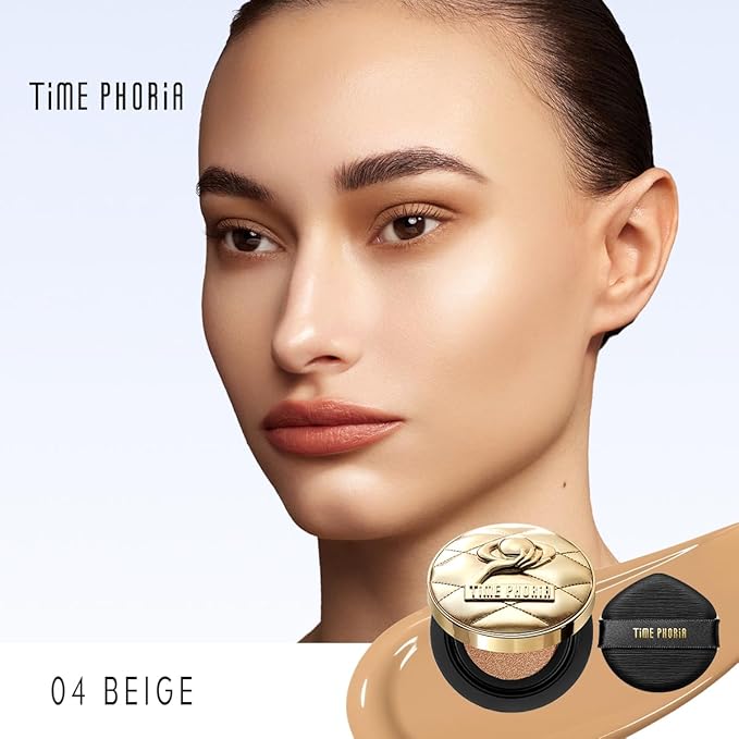 Timeless Utopia Glow Cushion Foundation 04 Beige - Radiant Glow Finish, Medium to High Coverage, Hydrating Peptide Complex, Lightweight Air Cushion, Long-Lasting Smooth Blurring Base Makeup