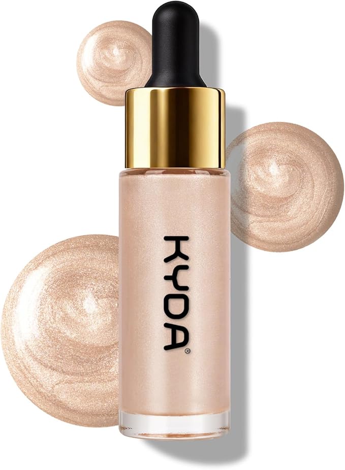 KYDA Liquid Highlighter Drops, Multiuse Liquid Glow Filter Makeup for Face & Body, Glowing Bronzer Drops with Skincare Formula, Radiant Glow Liquid Highlighter Makeup, Champange
