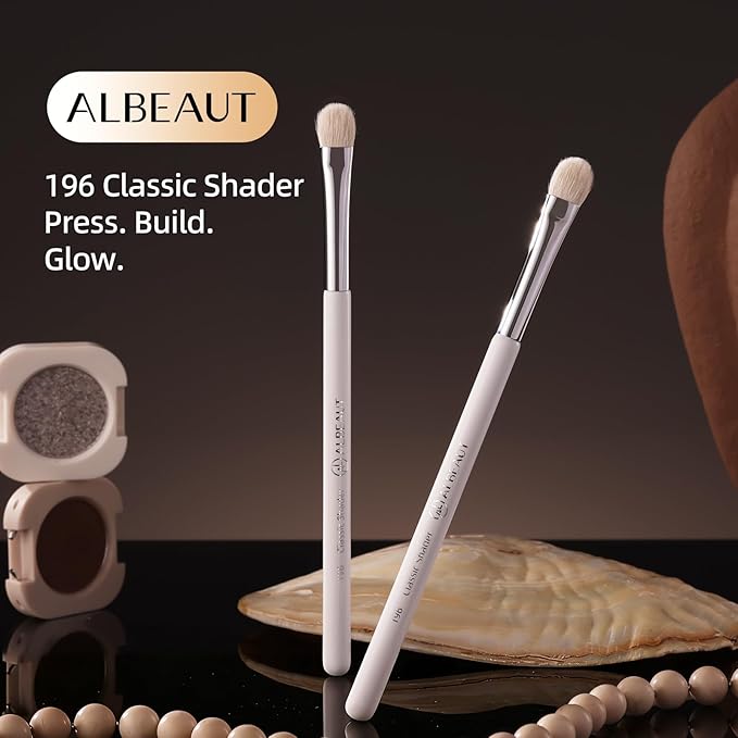 Albeaut Eye Shadow Brush For Shading, Dense & Soft Eyeshadow Applicators for Smokey Eyes Makeup, Powder Eye Shadow Blender (196 Classic Shader)