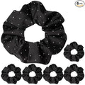 Minkissy Silk Hair Ties - 6pcs Elastic Hair Ties Rhinestone Scrunchies Rhinestone Ponytail Holders for Women Girls - Black