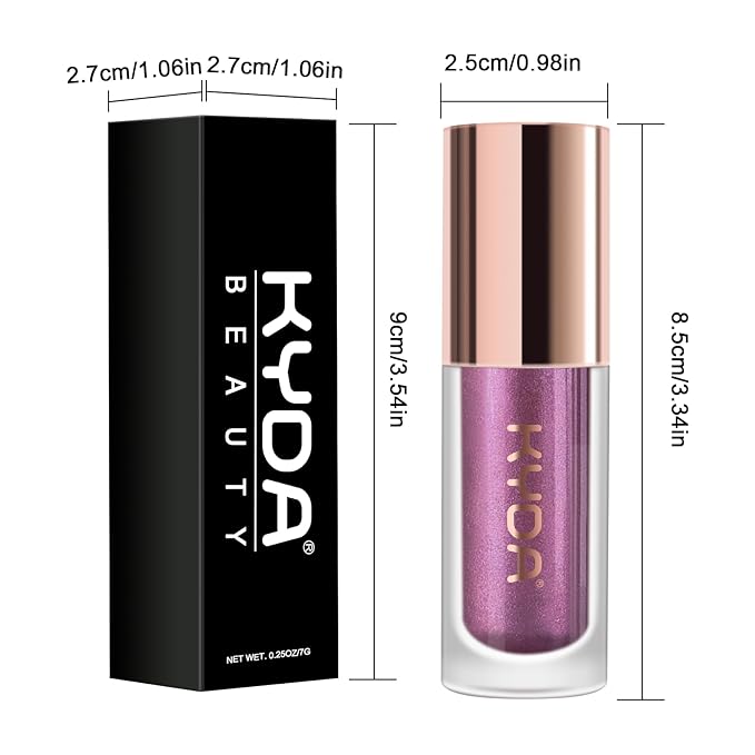 KYDA Liquid Glitter Eyeshadow, High Pigment Dark Purple Metallic Glittery Finish, Soft Lightweight Creamy Formula, One-Swipe Coverage, Long-wearing Crease-Resistant Eyes Glitter Makeup, 0.25oz