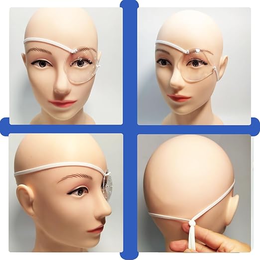 AMZVIO 2Pcs Eye Shield After Cataract Surgery,Clear Eye Protector with Adjustable Strap, Medical Eye Patches for Adults, Plastic Hard Protection Cover for Sleeping After Surgery (1 Black+1 White)