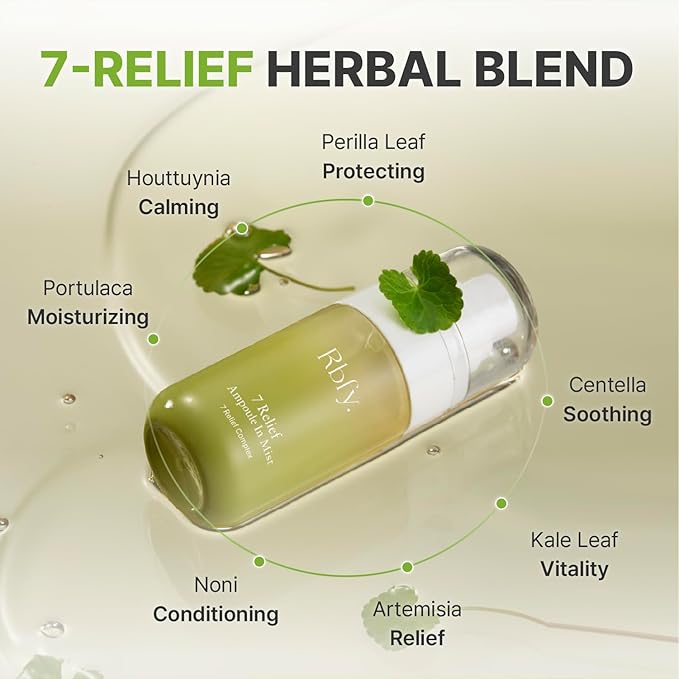 Rbfy. 7 Relief Ampoule In Mist – Calming & Hydrating Face Spray with 7 Herbal Blend and Panthenol for On-the-Go Refresh and Glowing Skin, Even Over Makeup | Vegan Korean Skincare (1.69 fl. oz)