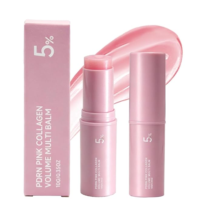 PDRN Pink Collagen Volume Multi Balm Stick 2 Pack, Hydrating Wrinkle Balm for Face & Body, Collagen Plumping Stick for Under Eyes, Neck, Forehead, Smile Lines & Lips, Radiance & Smoothing Care