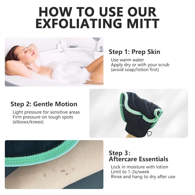 Exfoliating Glove for Body Shower Scrubber Exfoliator Dead Skin Remover Korean Kessa Glove Reusable,Natural Purple(1 Pack)