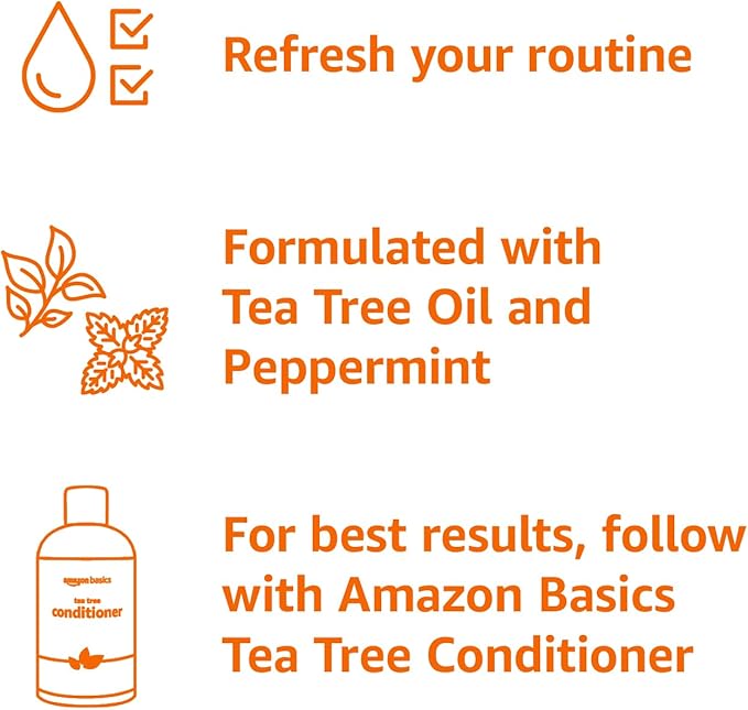 Amazon Basics Tea Tree Oil Shampoo for Hair, with Peppermint, 10.14 fl oz, Pack of 1