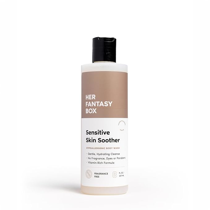 Her Fantasy Box | Sensitive Skin Soother Gentle Body Wash – Fragrance-Free Probiotic Cleanser with Chamomile, pH Balanced, Vegan & Cruelty Free, 8 oz