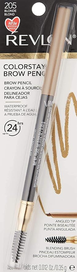 Revlon ColorStay Eyebrow Pencil with Spoolie Brush, Waterproof, Hair-Like Strokes for Natural Looking Brows, 205 Blonde, 0.021 oz