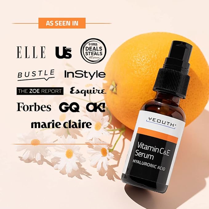 YEOUTH Vitamin C Serum for Face with Hyaluronic Acid, Hydrating Face Serum for Women, Facial Serums Targets Appearance of Dull Spots 2oz