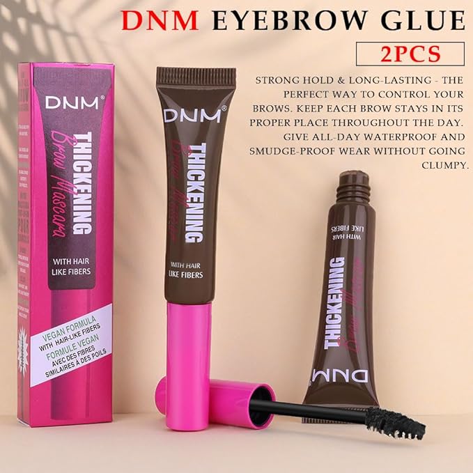 Tinted Thickening Brow Mascara,Tinted Eyebrow Gel, Waterproof, Transfer-proof, Brush to Fill in Eyebrows and Cover Gray Hairs - Cruelty Free (2pcs 07 Espresso)