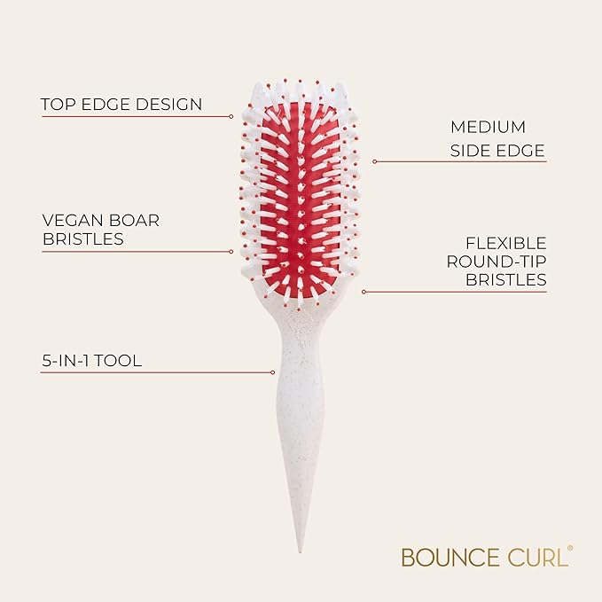 Bounce Curl Define EdgeLift Brush, 5-in-1 Tool for Effortlessly Defined Curls, Waves & Coils, Reduces Frizz - Cherry