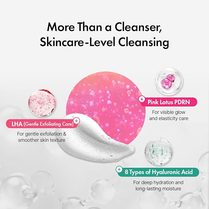 Hanskin PDRN Hyaluron Gel-to-Foam Prep Cleanser – 200,000ppm Vegan Pink Lotus PDRN Face Wash | Hydrating Low pH Cleanser for Glass Skin Glow, Smooth & Refined Skin | Korean Skincare 3.71 fl. oz.