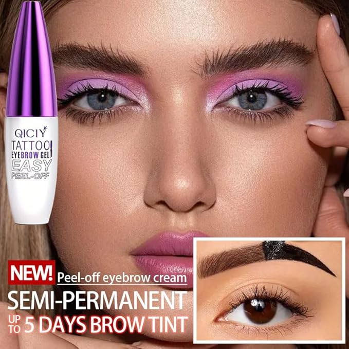2 Packs Black Easy Tatoo Eyebrow Gel Peel off - Semi-Permanent Tattoo Eyebrow Tint Kit Waterproof Long - Eyebrow Mascara Volume and Length