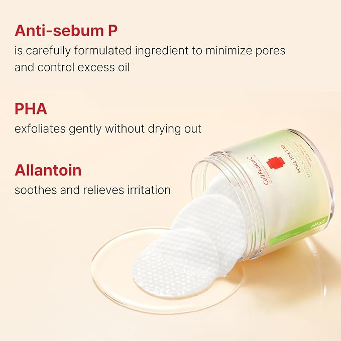 Cell Fusion C TRE.AC Pore Tox Pad, Pore Tightening Toner Pads to Refine Pores and Exfoliate for Smoother Skin Texture with PHA, 60 Pads