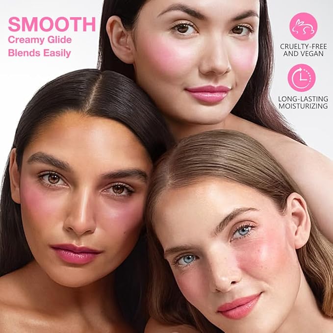 evpct 2In1 Blush Contour Multiuse Makeup Stick, Berry Tan & Brown Creamy Butter Blush Bronzer Contour Contouring Stick for Cheeks Lip Eyes Faces, Mloisturing Radiant Finish, Vegan & Cruelty-Free