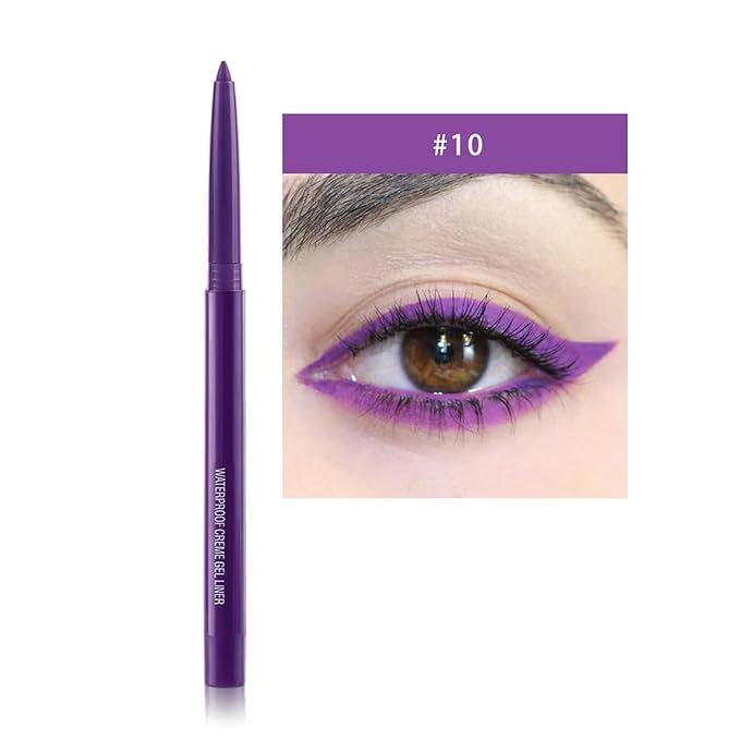 Eyeliner Pencil, Waterproof Eyeliner Long-lasting, Purple Eyeliners, High-Pigmented Colorful Eyeliners Easy To Use Eye Liner Pen for Women, Purple