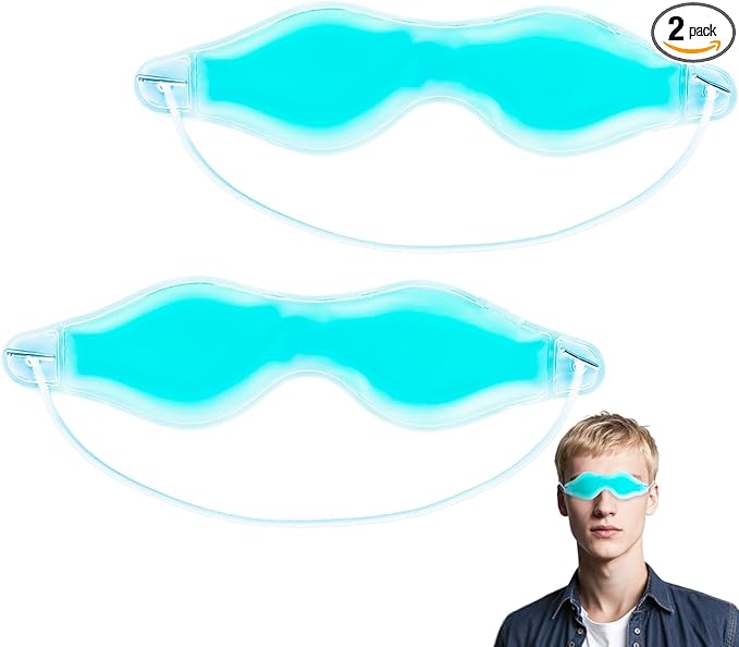 2 Therapeutic Spa Gel Bead Eye Masks - Hot/Cold Reusable Ice Packs - Compress Therapy for Puffy Eyes, Dark Circles, Headaches, Migraines, Stress Relief