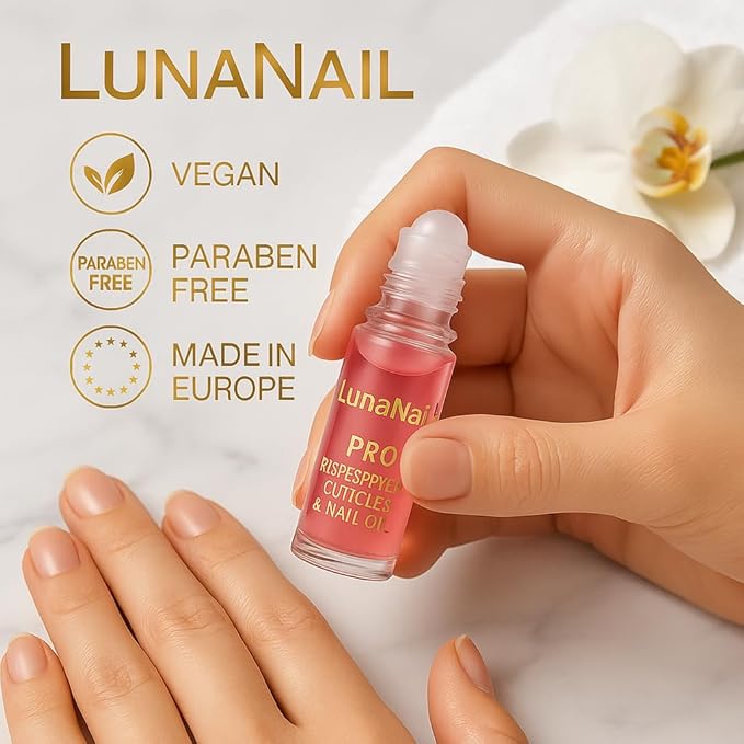 Cuticle Oil for Nails & Growth, Roll-On | Vitamin E & Jojoba Nail Strengthener Serum | Deep Hydration for Dry, Damaged Cuticles | Overnight Repair Treatment | Vegan (Raspberry Pink)