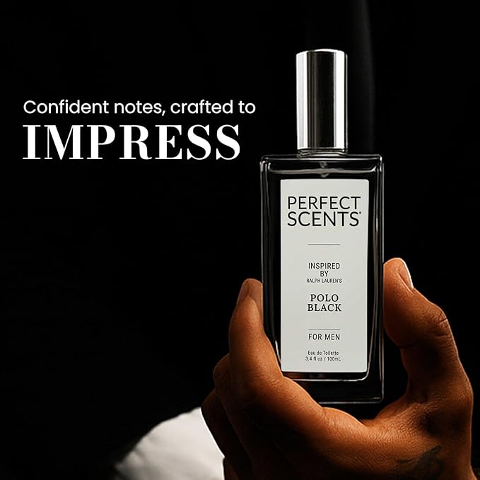 Perfect Scents Fragrances, Inspired by Ralp.h La.uren’s Pol.o Black, Men’s Eau de Toilette, CLEAN, Vegan, Paraben-Free, Never Tested on Animals, 3.4 Fluid Ounces