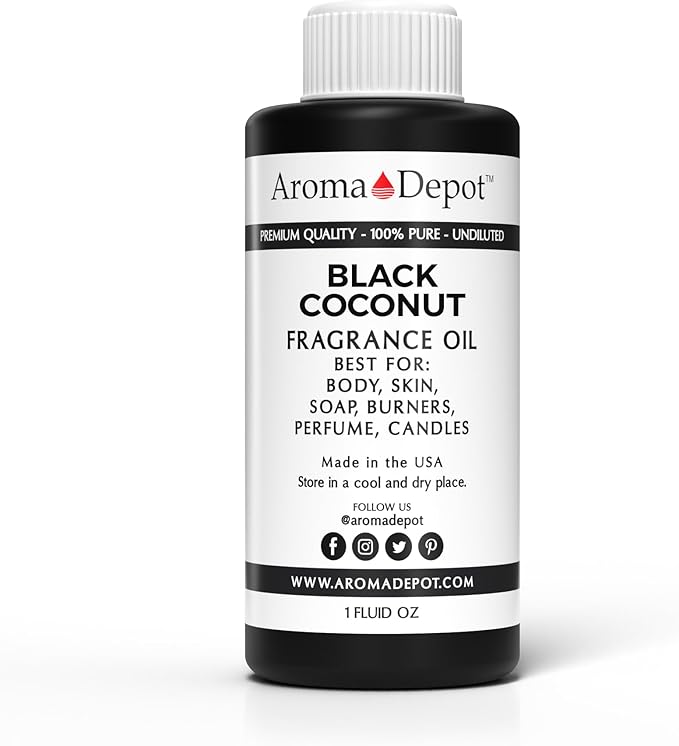 Aroma Depot Black Coconut 1 oz. Fragrance Oil I Perfume Skin Oil, Scented, is Great for Candles, Bath Bombs, Body Butters, Creams & Lotions. Few Drops in The Diffuser, Burners, or Warmers.