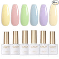 GAOY Pastel Pink Blue Gel Nail Polish Set, 6 Colors Green Yellow Nude Spring Soak Off UV Light Cure Gel Polish Kit for Salon and Nail Art DIY at Home