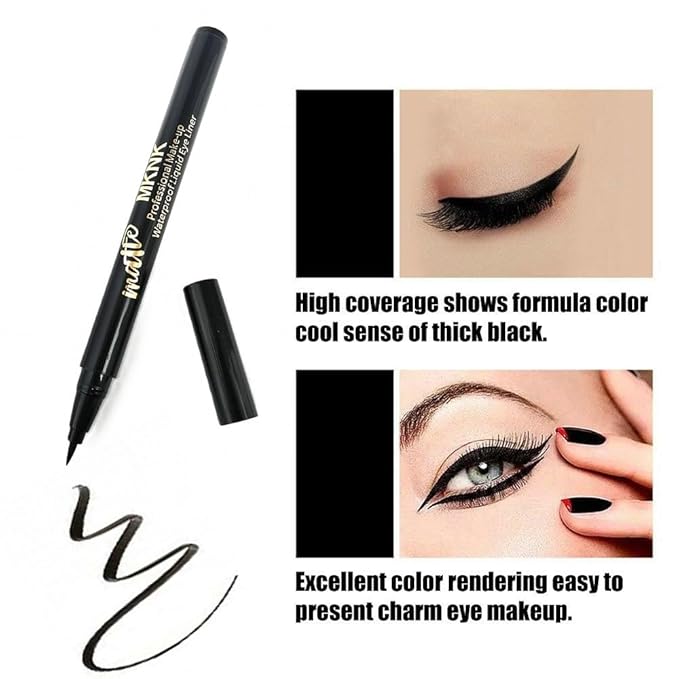 10 Pcs Matte Black Liquid Eyeliner Set Pack, Long Lasting Eye Liner Pens, Waterproof Smudge-Proof High Precision Fine Tip for Winged Liner & Bold Eye Makeup (liquid-matte-black-10 PCS)