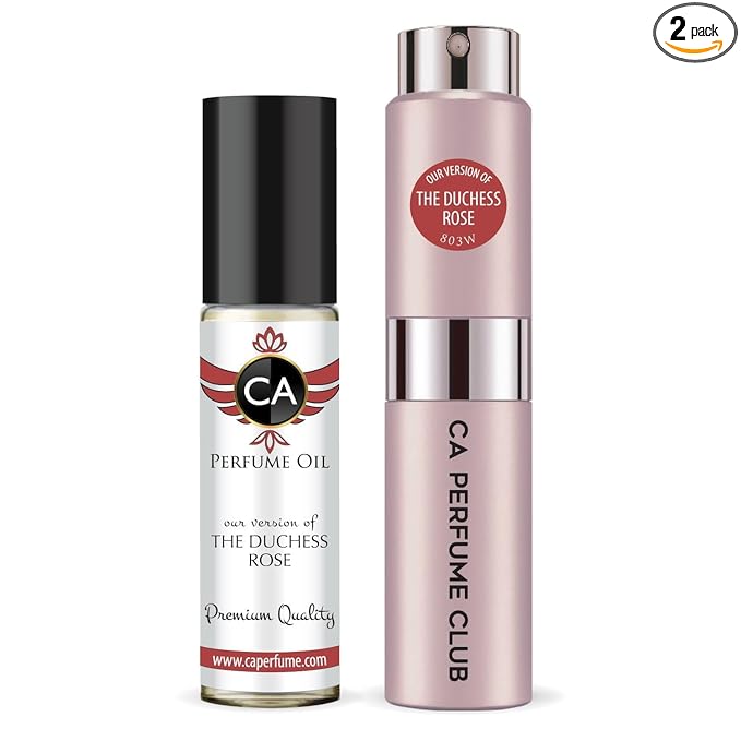CA Perfume Duo Impression of The Duchess Rose For Women Perfume Layering Set Long Lasting Travel Size EDP + Body Oil Roll-On Bottle 0.27 Fl Oz+0.33 Fl Oz