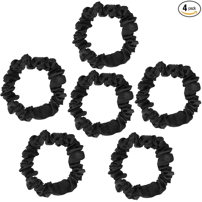 6pcs Luxury Silk Hair Scrunchies,Satin Scrunchies for Curly Hair,Black Scrunchies for Hair,Mini Satin Scrunchies Ponytail Holders for Thick Curl Hair No Hurt Your Hair for Women and Girls
