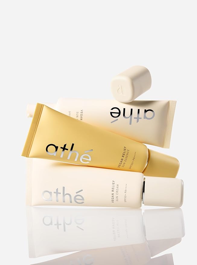 athé Vegan Relief Sun Cream SPF 50+ Broad Spectrum – Fragrance-Free | Sea Buckthorn Oil + 6-Type Hyaluronic Acid + Centella | No White Cast | Vegan K-Beauty | 1.69 fl.oz