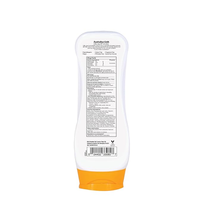 Australian Gold Little Joey Sunscreen Lotion SPF 50, 8 Ounce | Hypoallergenic & Fragrance Free | Broad Spectrum | Water Resistant | Vegan | Pediatrician Tested
