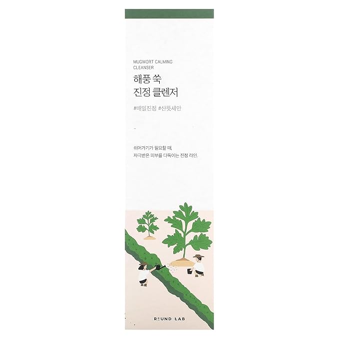 ROUND LAB Mugwort Calming Cleanser | Cleanse and calm simultaneously, Formulated with 4-CICA, Soothing, Low pH, Moisturizing, Cream Type Cleanser (5.07 fl.oz)