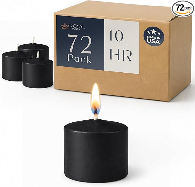 Royal Imports Votive Candles Unscented Candles for Wedding Centerpieces Black, Pack of 72 Dripless Wax for Parties, Aromatherapy, Devotional, Home Décor, Spas & Holiday Gifts