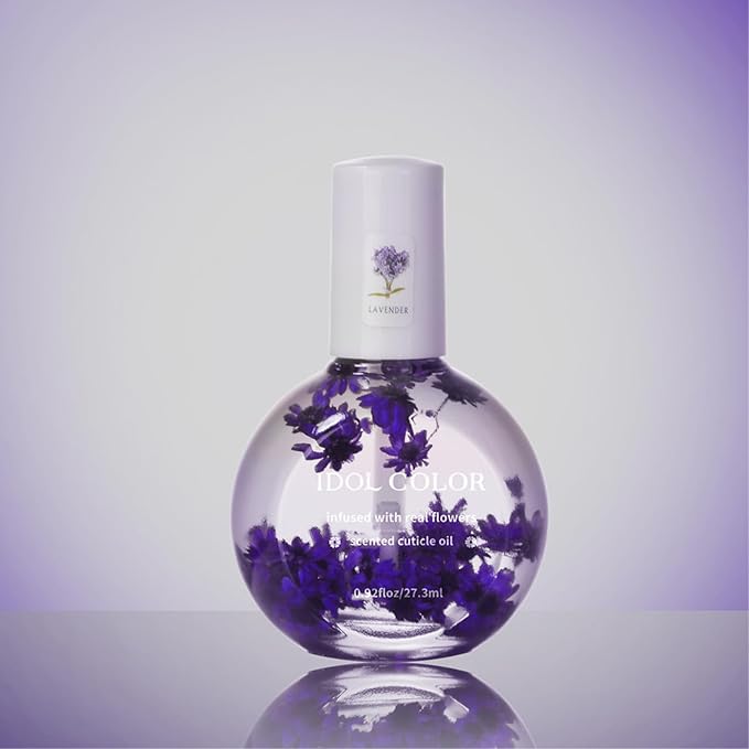 Flowery Scented Cuticle Oil, Infused with Real Flowers, Cuticle Revitalize Oil, Nail Oil For Growth And Strength, Cuticle Remover - Nail Strengthener - Cuticle Softener (0.92 fl.oz, LAVENDER)