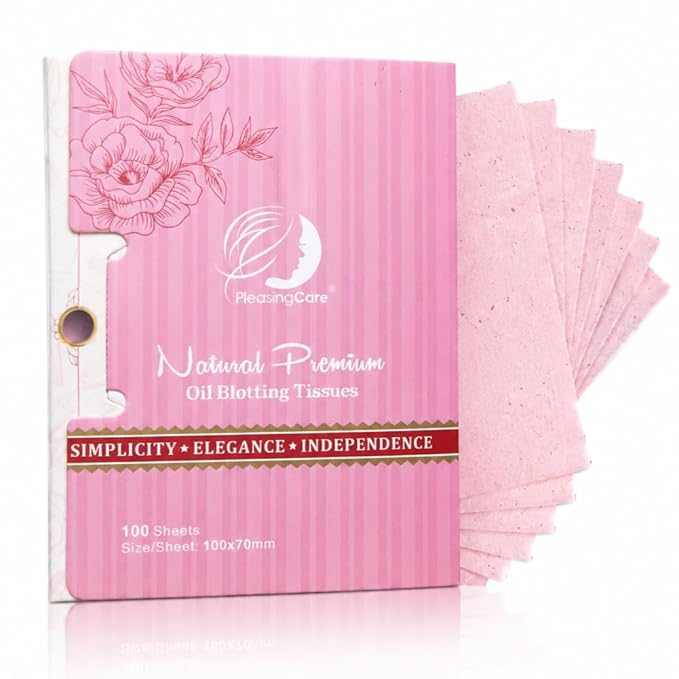 Rose Oil Blotting Sheets for Face, 100 Count Biodegradable Oil Absorbing Paper with Natural Rose Extract, Eco-Friendly Makeup-Friendly Blotting Papers for Oily Skin, Portable Face Sheets