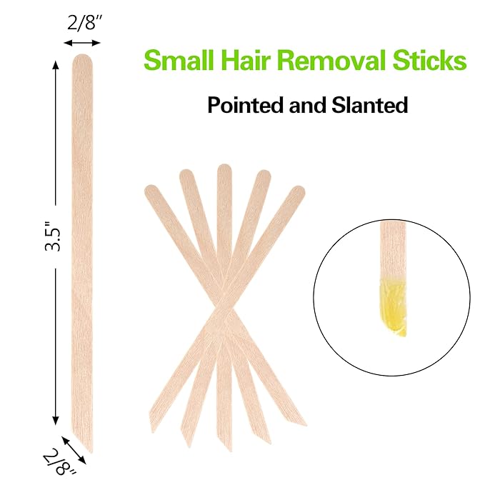 JANYUN 200 Pcs Eyebrow Waxing Sticks Wax Applicator, Wood Waxing Spatulas for Body Eyebrow Lip Nose and Small Hair Removal Sticks(Slanted Handle)