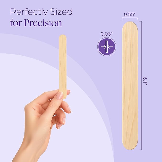 150 Wooden Wax Stick – Applicator Sticks for Hair Removal – Disposable Popsicle & Craft Sticks – Professional Salon & Home Supplies – For Hot Wax, Hard Wax, Stripless & Brazilian Treatments