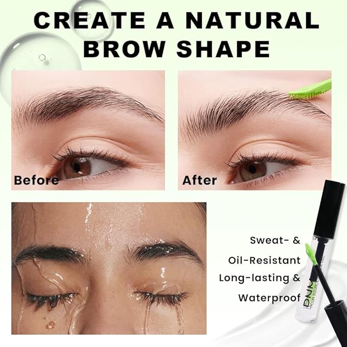 evpct Clear Eyebrow Gel Long Lasting Hold for Lifting Eye Brows, Natural-Looking Eyebrow Gels with Curved Eyebrows Comb, Waterproof and Moisturizing, Long Wear Transparent Smudge-proof Eye Brows Gel
