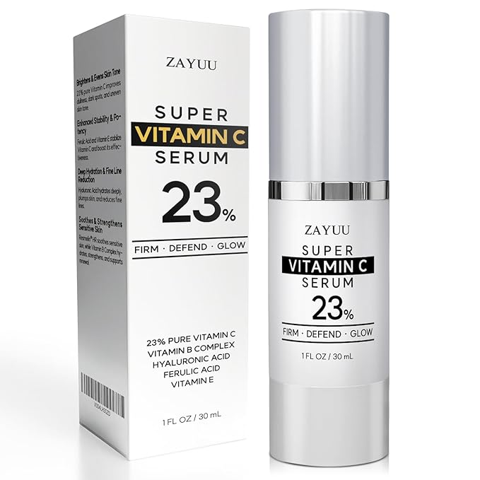 Super Korean Vitamin C Face Serum 23%: Brightening Hydrating Formula with Hyaluronic Acid, Vitamin E & Ferulic Acid — Anti-Aging Serum for Wrinkles, Dark Spots & Mature Skin – Korean Skincare