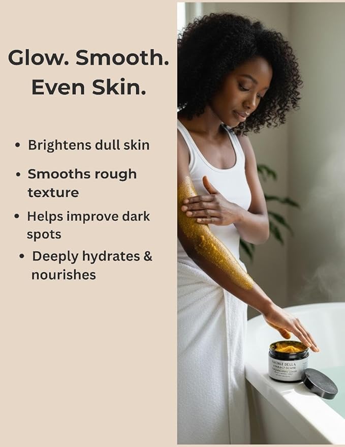 Turmeric Body Scrub- Exfoliating Sugar Scrub for Glowing Skin, Brightening & Dark Spot Care, Smooths Texture, Radiant Renew, 16 oz