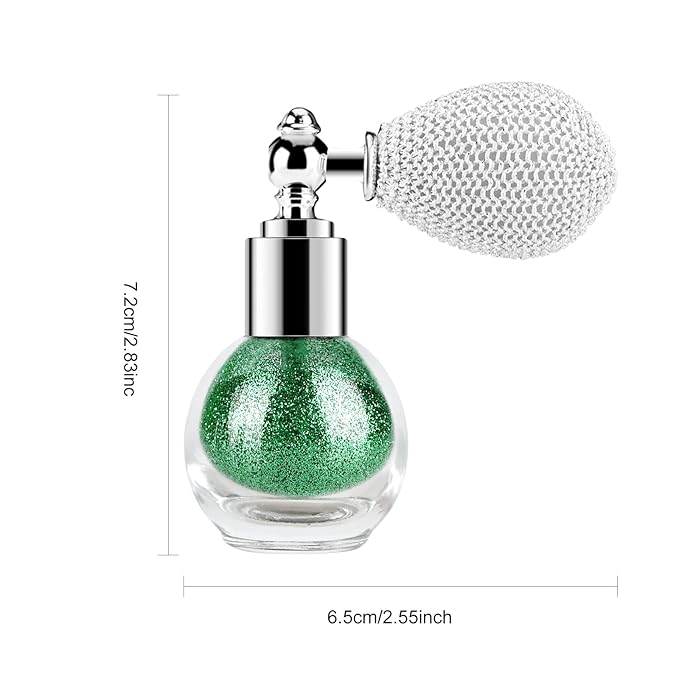 KYDA Glitter Powder Spray, Loose Shimmer Powder, Highlighter Spray Makeup for Face Body Hair, Lasting Glitter Hairspray, Cosmetic Sparkling Body Makeup, Green