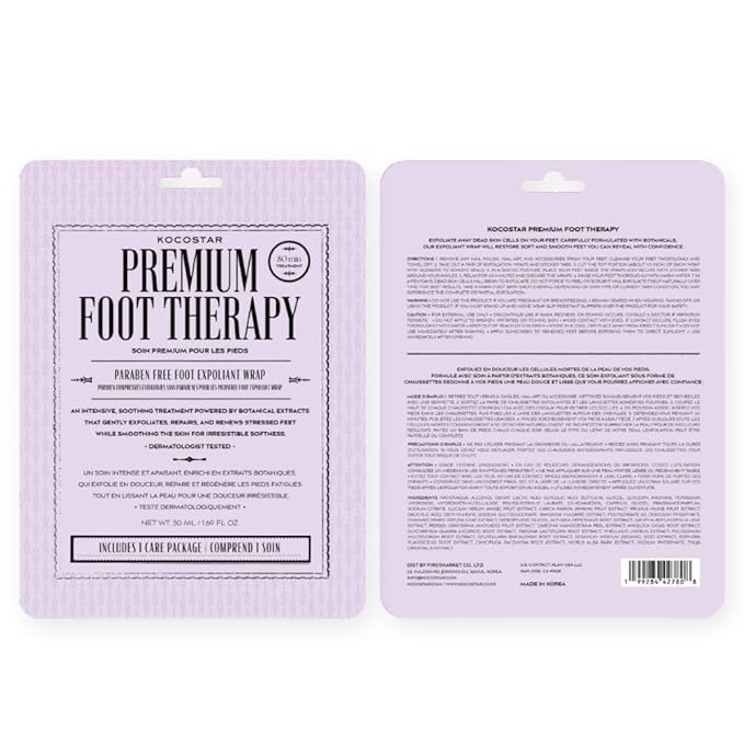 KOCOSTAR Premium Foot Therapy | Exfoliating Peel Mask for Cracked Feet, Removes Dry Skin and Calluses, Korean Skincare (5 pack)
