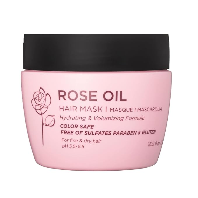 Luseta Rose Oil Hair Mask Moisturing & Hydrating Masque 16.9 Oz Deep Nourishment for Fine and Dry Hair, Sulfate and Paraben Free