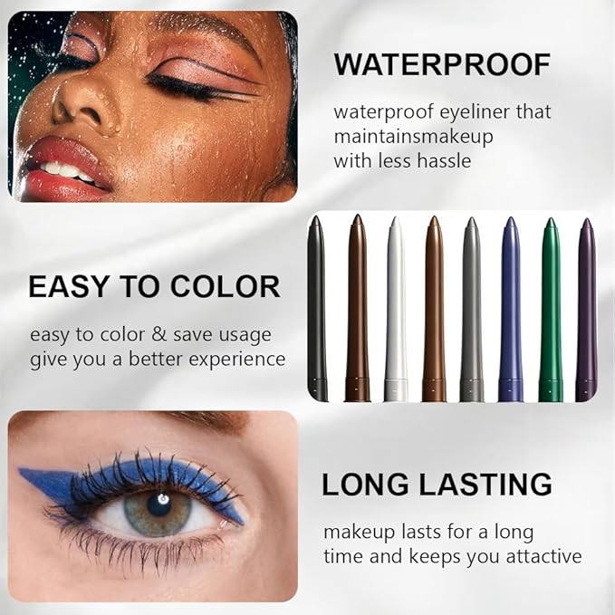 Retractable Creamy Eyeliner Eyeshadow Sticks for Eye Makeup, Ultra Pigmented Mechanical Eye Pencils, Smudge Proof Matte Satin Finish Formula, Longlasting, Vegan & Cruelty-Free (6 Pcs-Sky Blue-06)