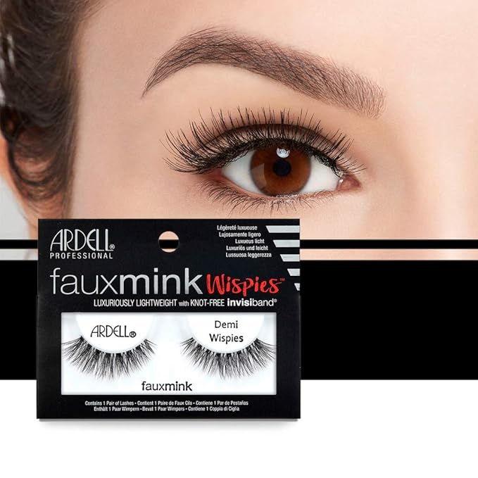 Ardell Faux Mink Lashes Demi Wispies Eyelashes – Knot-Free, Reusable Lashes Wispy for Seamless Blending, 4 Pack